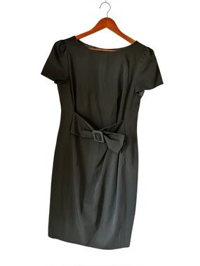 Moschino Cheap and Chic Black Virgin Wool Bow Belt Sheath Dress US 10